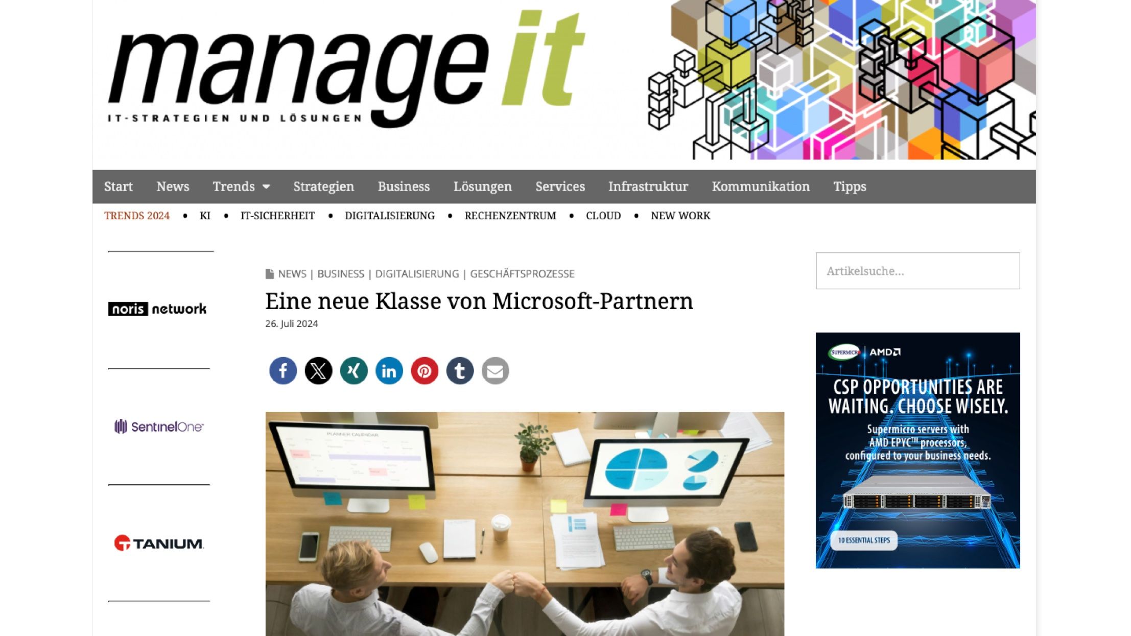 article "A new class of Microsoft partners" in manage it magazine